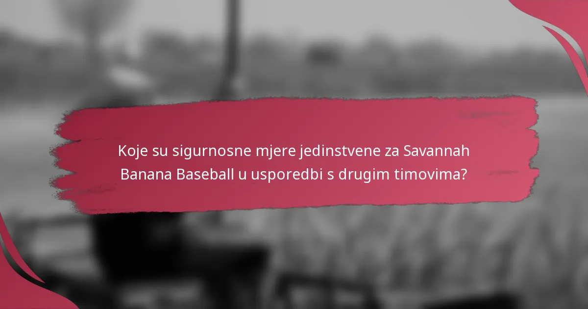Koje su sigurnosne mjere jedinstvene za Savannah Banana Baseball u usporedbi s drugim timovima?