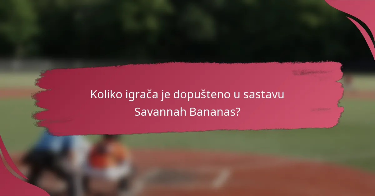 Koliko igrača je dopušteno u sastavu Savannah Bananas?
