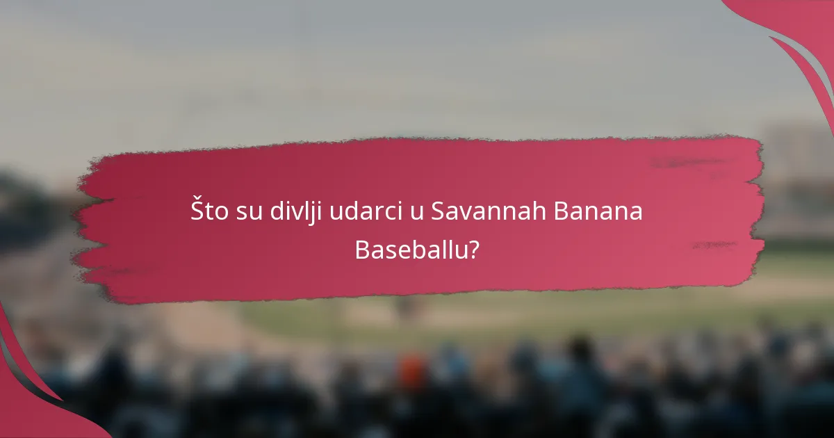 Što su divlji udarci u Savannah Banana Baseballu?